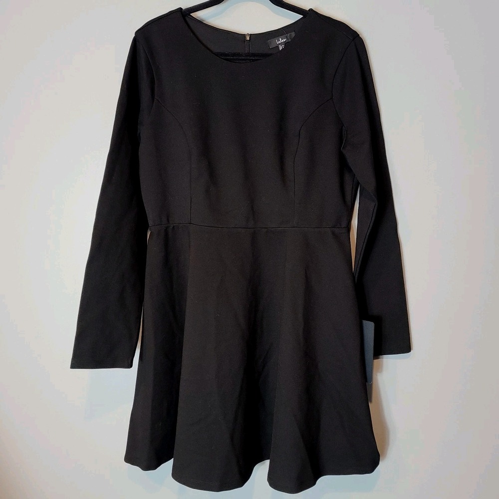 Lulus Fit & Flare Black Dress Women Size XL Ponte Knit LBD Minimalist Versatile